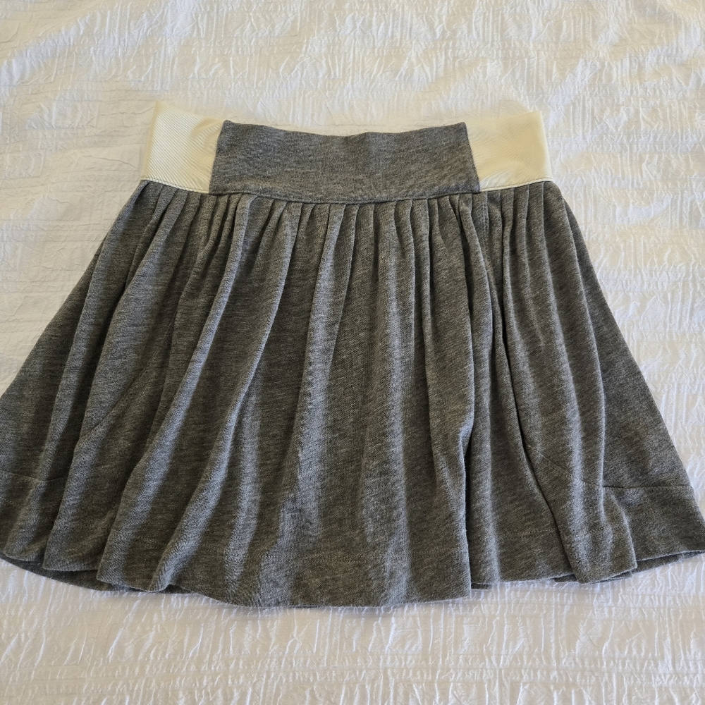 Free People gray mini skirt cream mesh side waist accents angora blend Sz S